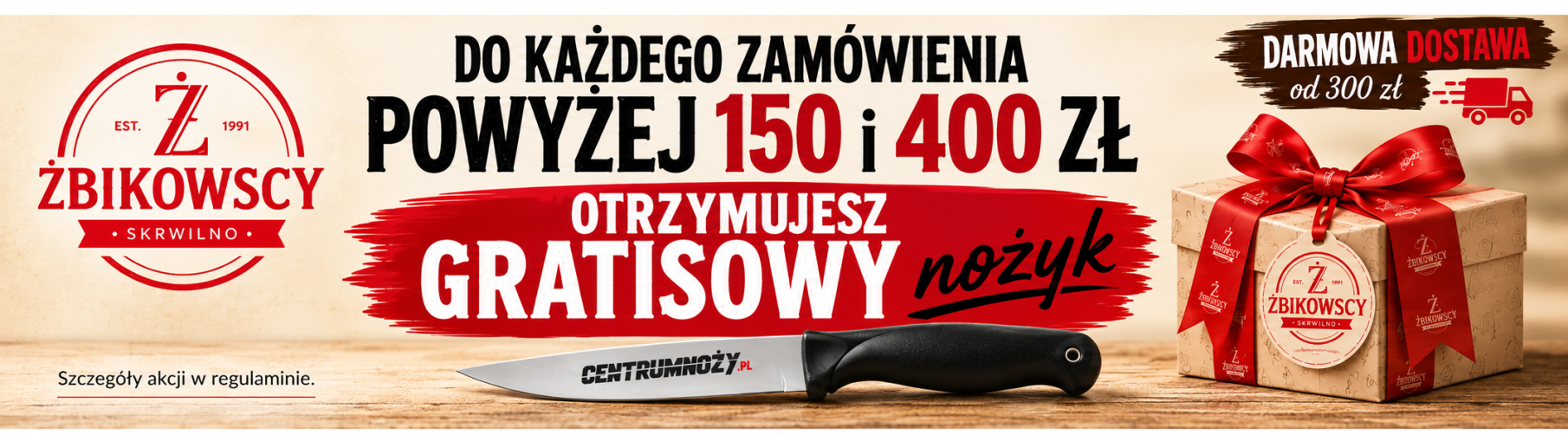 Grafika informująca o darmowej dostawie od 300 zł